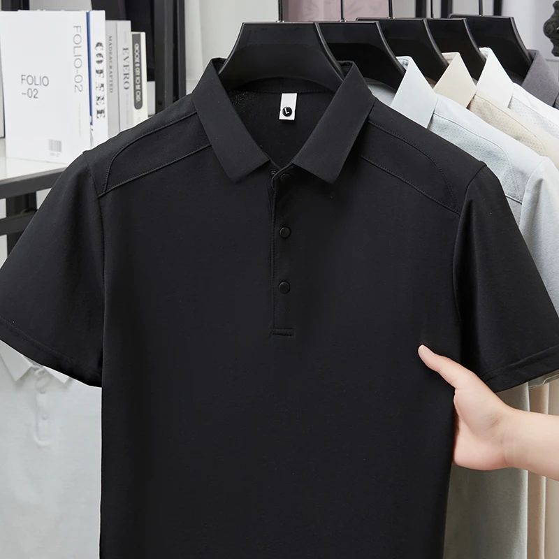 Herren Poloshirt mit Reverskragen, Kurzarm, Weicher Knitterfreier Stoff, Perforierte Schultern, Lässiges Business-Alltags-Sommeroutfit – Detail 12