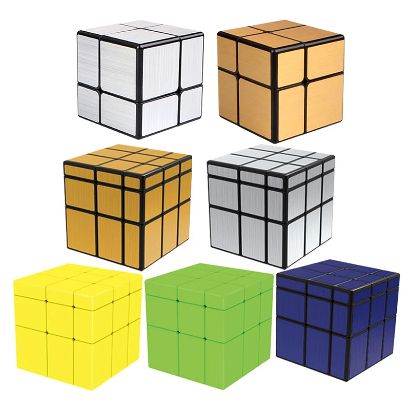 New Qiyi 3x3 Magic Mirror Cube Puzzle 3x3x3 2x2 Silver Gold Stickers Speed Cubes Professional Learning Toys For Children Gift