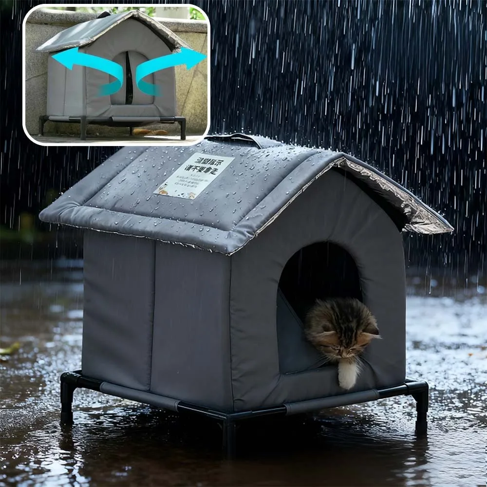 

Outdoor Cat House Waterproof Winter Warm Bite Proof Insulated Portable Tent for Dog Puppy Universal Four Seasons Domek Dla Kota