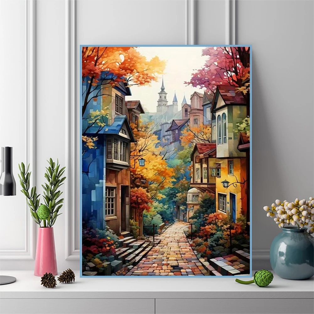 

Безрамный, Новинка, Набор для вышивания алмазной мозаикой «Уличный пейзаж» с квадратными и круглыми стразами, DIY, для дома, рукоделия, детский, G