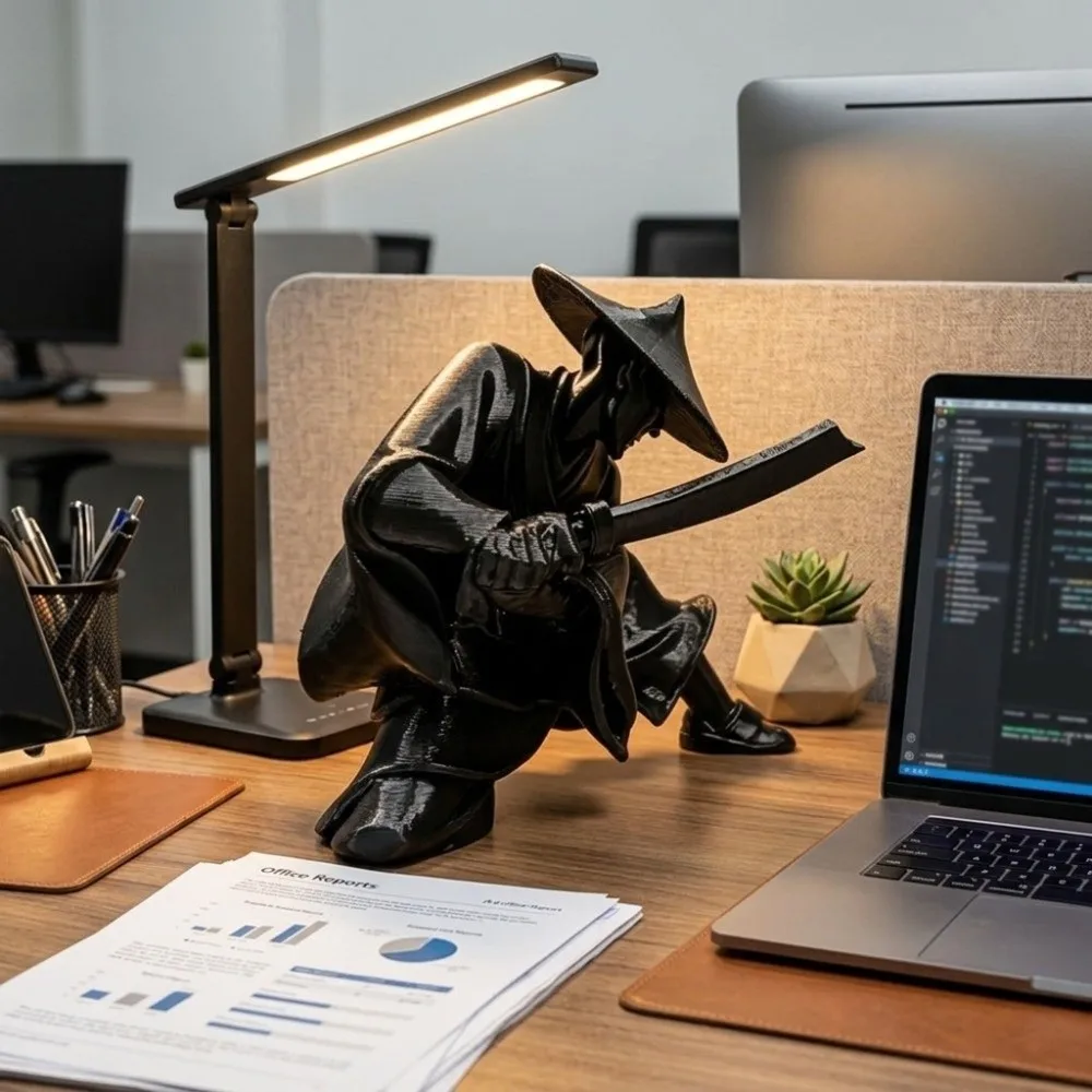 Traditional Japanese Style Mini Samurai Sculpture 3D Printing Halloween Ancient Warrior Statue Decoration Ninja Statue Tea Room