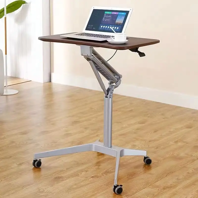 Ergonomic And Multifunctional Height Adjustable Laptop Desk Cart With Movable Wheel