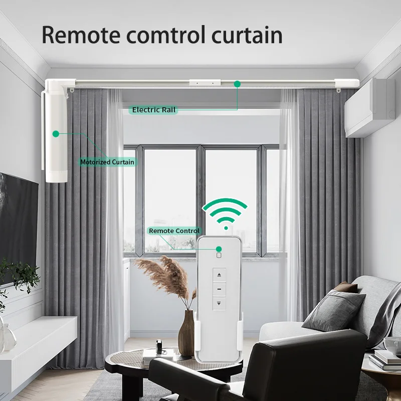 

Home Hotel Design Voice Control Electric Smart Curtain Motor With Track Curtains Automatic