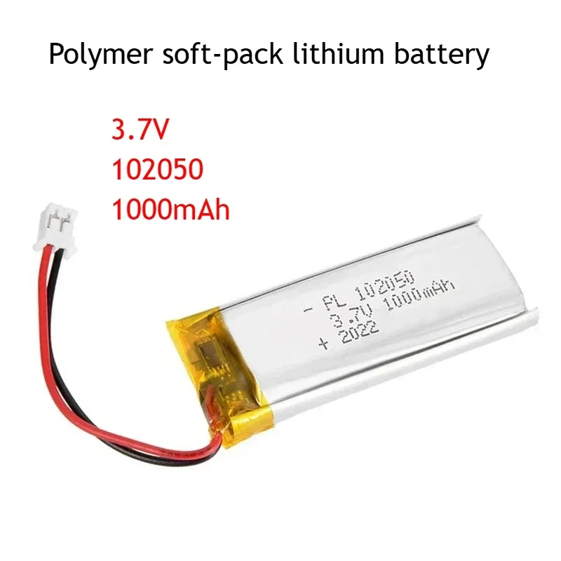 แบตเตอรี่ 102050 1000mAh 3.7V ลิเธียมโพลิเมอร์ 1-10 ชิ้นสำหรับชุดหูฟังบลูทูธ TWS, คีย์บอร์ด, ลำโพง, เครื่องบันทึกเสียง, เครื่องสัก