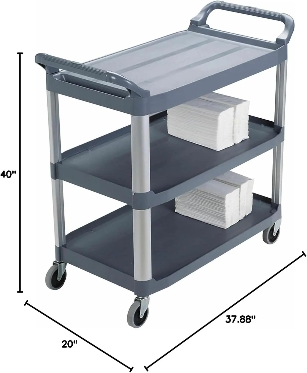 409100 Mobile Utility Cart,300 Lb. Cap,40-3/5-Inch X20-Inch X37-4/5-Inch,Gray