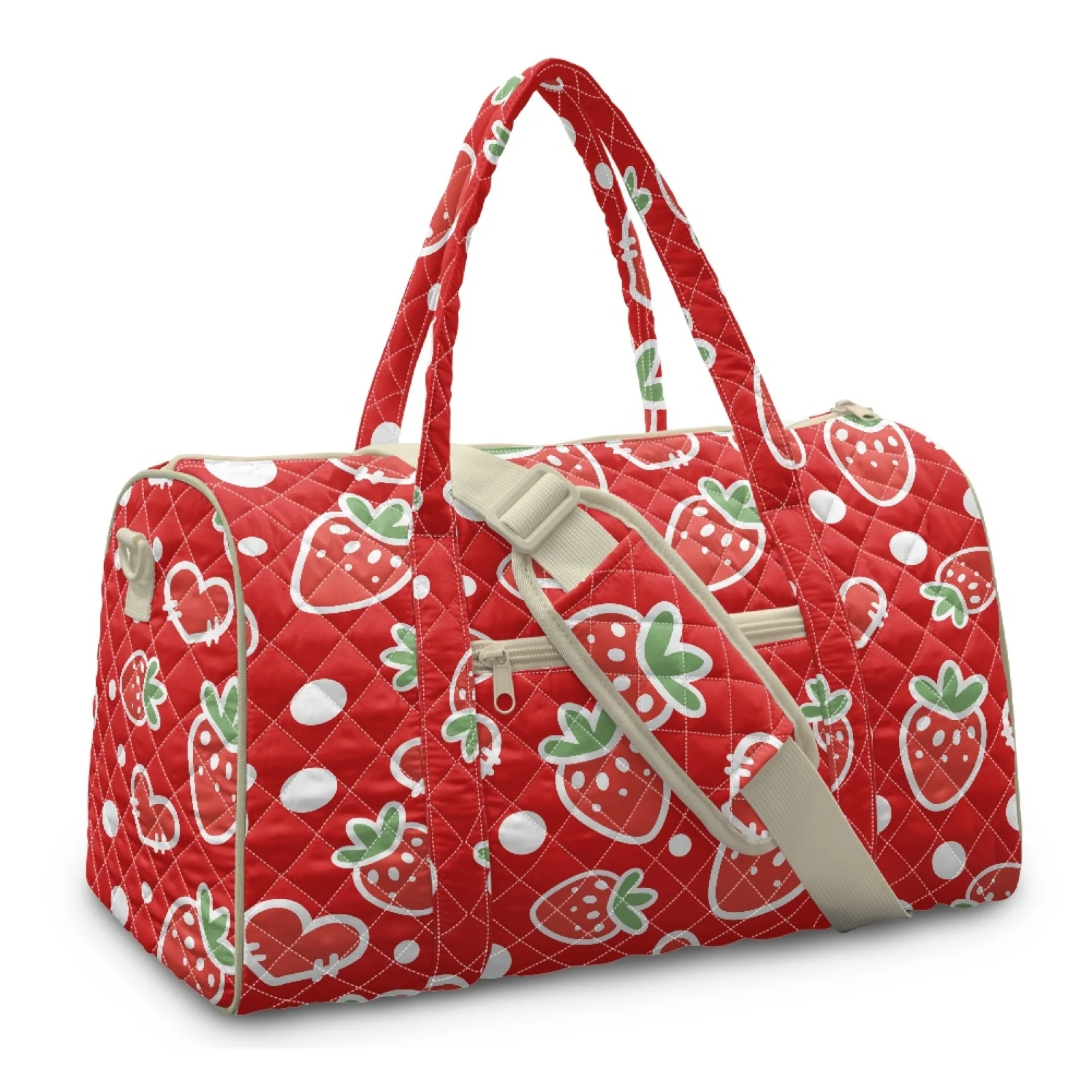 Coloranimal Strawberry Lightweight Quilted Travel Duffels for Beach Polyester Carry On Tote 2026 New