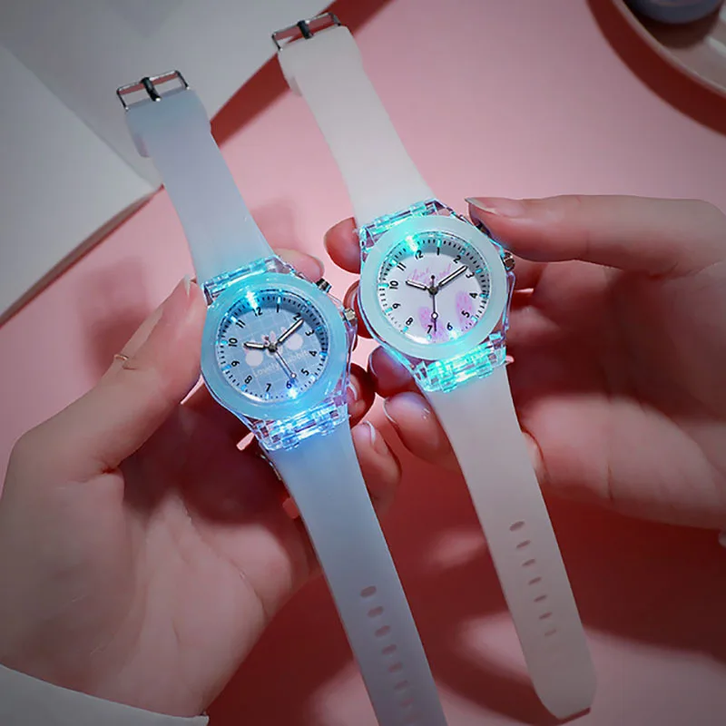 Creative Luminous Kids Watches, LED Flash colorido, relógio de quartzo digital à prova d'água para meninos e meninas, relógios de pulso esportivos infantis