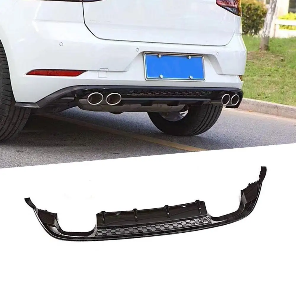 For New Golf Rear Bumper Lip Diffuser for VW Volkswagen Golf 7 7.5 MK7.5 Standard And GTI 2017 2018 2019 PP Black Car Styling