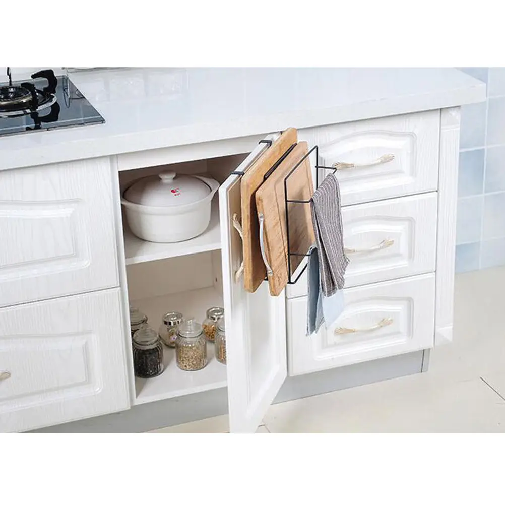 

Настенный держатель для разделочных досок, железный органайзер для хранения, вешалка для кухонных полотенец, подставка для кухонных принадлежностей в шкаф