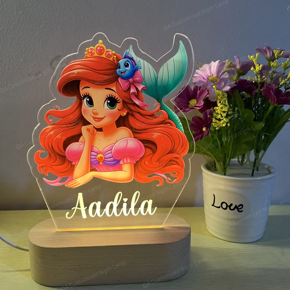 Spersonalizowana akrylowa lampka nocna dla dzieci Księżniczka Lampka do sypialni Nazwa klienta Lampka Prezent urodzinowy Lampka do pokoju dziecięcego Prezent na Boże Narodzenie