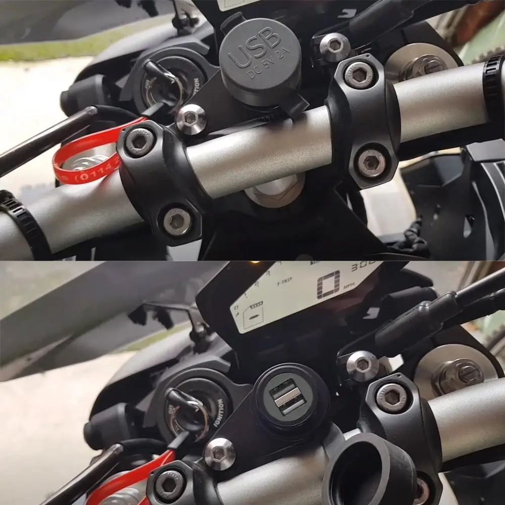 Motorcycle USB Charger Socket Durable Power Port Adapter for Yamaha MT-07 MT-09 XSR700 Modification