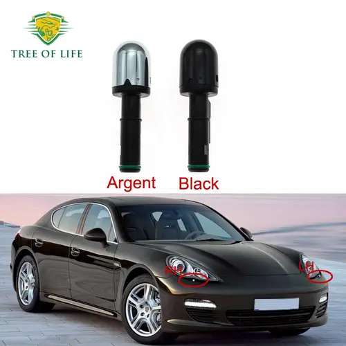 Cubierta de lavadora de faros delanteros, boquilla de pulverización de faros, tapa de chorro 99762826300 97062825100 Para Porsche 911 Panamera Boxster Argent Negro