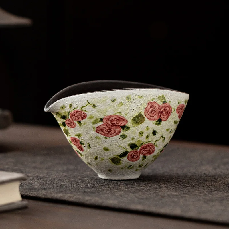 Rose Flower Language Pitcher Gong Dao Bei Oil Painting Style Ceramic Fair Cup Tea Serving Pot Mug Household Set Accessories Even