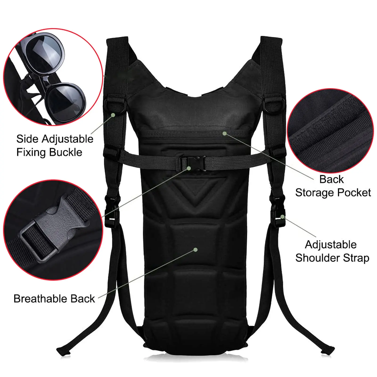 JOAXOR Hiking Water Backpack 3L Water Bladder Adjustable Water Storage Reservoir Bag for Hiking Running Cycling Climbing Camping