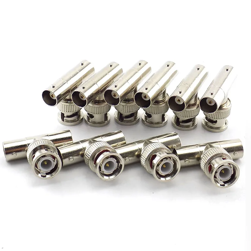 10pcs BNC Connector 1 Male To 2 Female Ends Coupler Adapter For CCTV IP Camera Security System