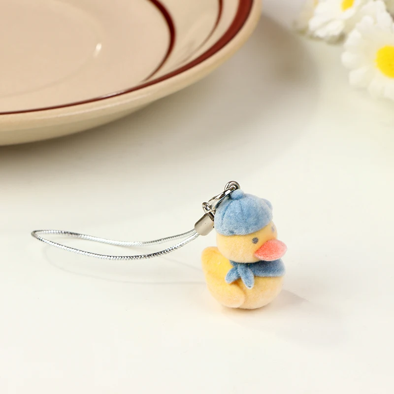 1pcs Cartoon Flocking Phone Lanyard Cute Little Duck Pendant Mobile Phone Strap Keychain For Girls Cell Phone Chain Accessories