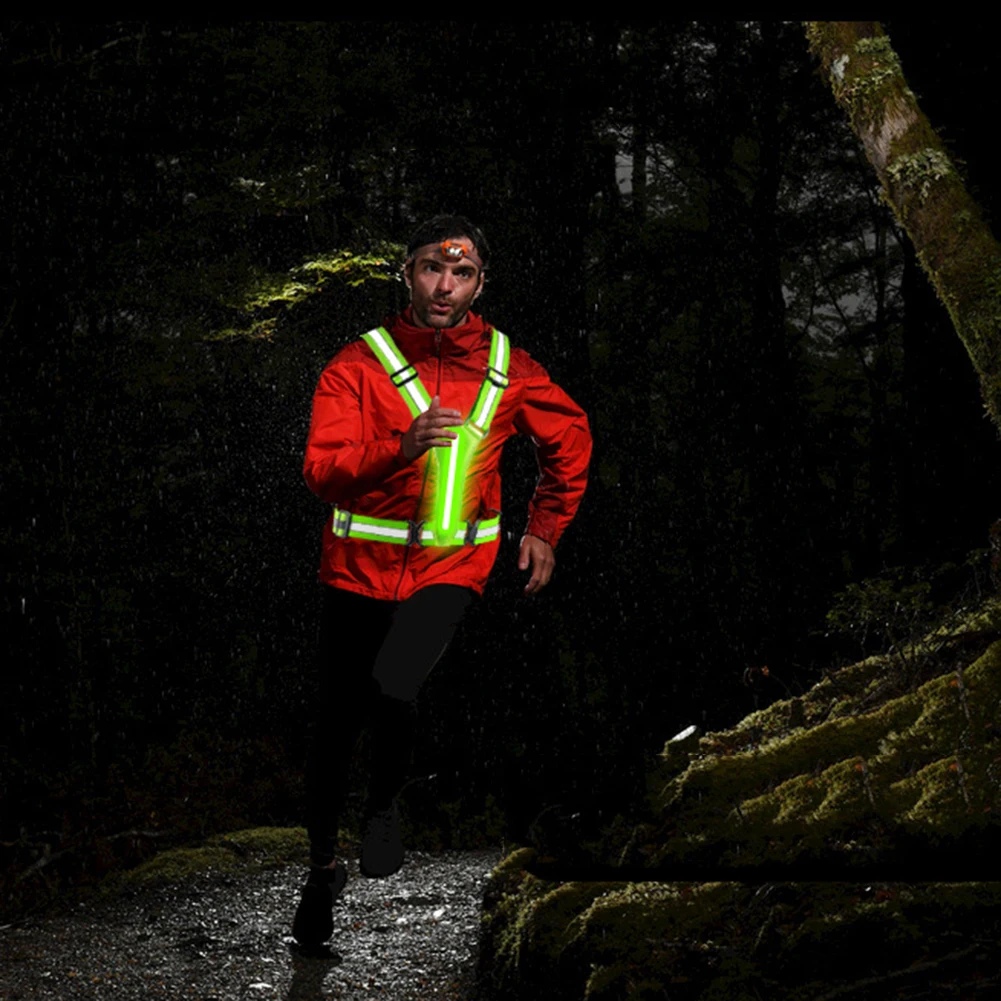 

Светодиодный светоотражающий жилет, регулируемые светящиеся ремни-отражатели, сигнальные огни для детей и взрослых, жилет для ночного бега, езды на велосипеде