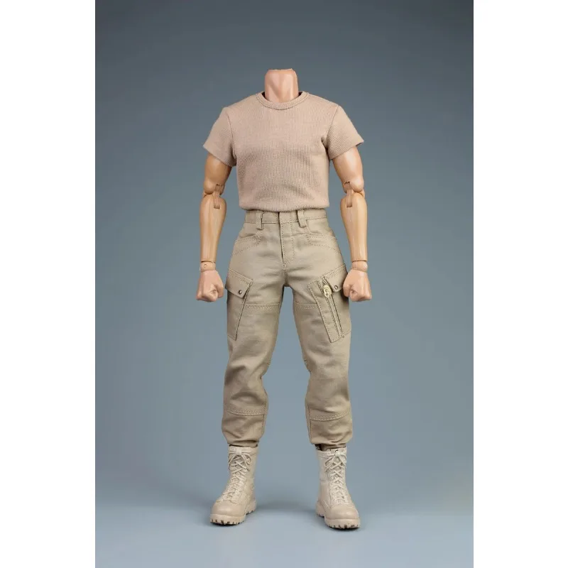 1/6 Scale Male WWI T-shirt Combat Pants Army Green Casual Trousers Soldier Tactical Clothes Model for 12inch Action Figures