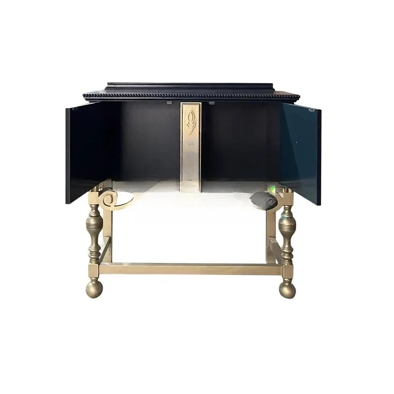 

Solid wood entrance cabinet European-style carved living room, light luxury storage display cabinet against the wall
