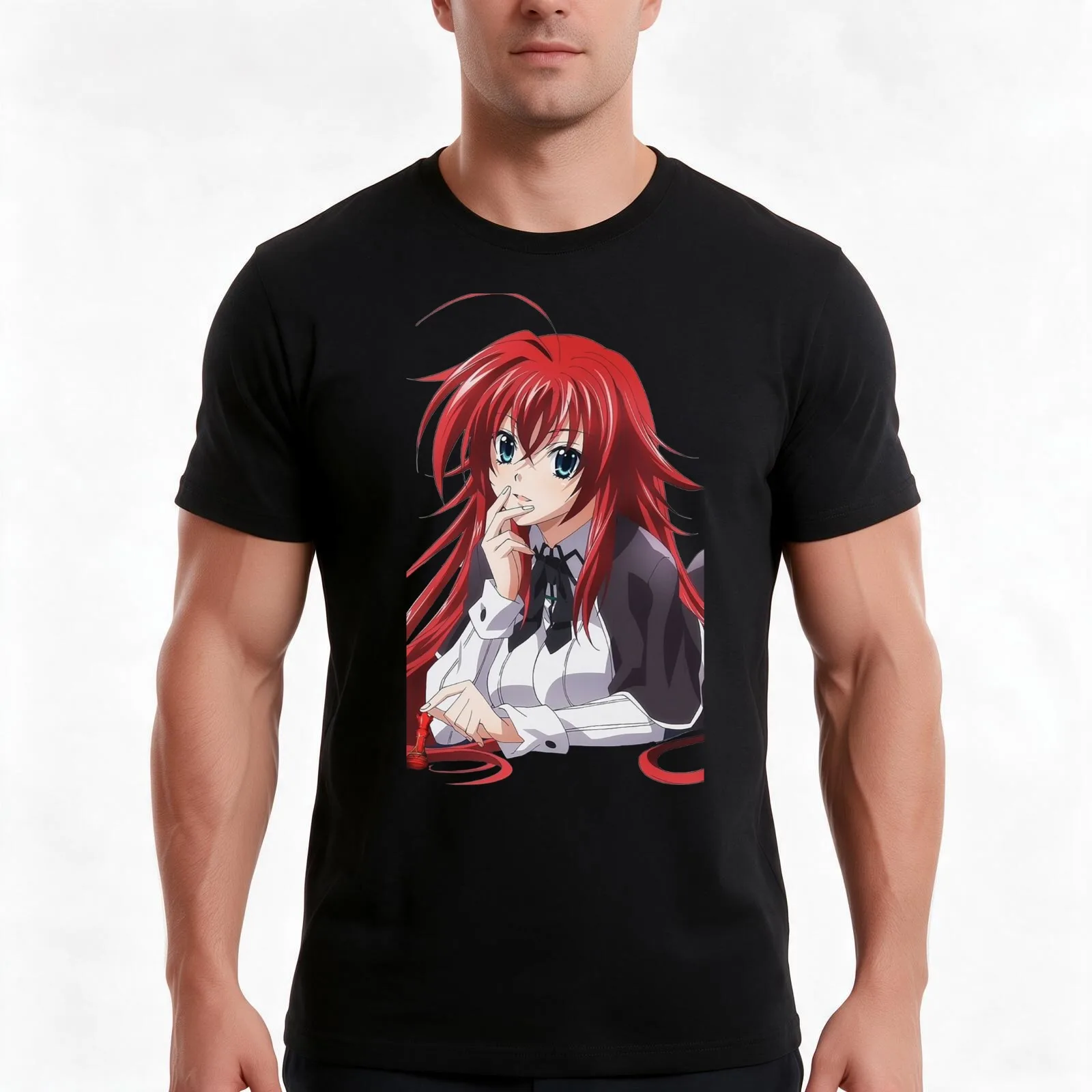 High School DxD - Rias Gremory T-Shirt Summer Casual Cotton Tee Oversized Streetwear Tops Vintage Graphic Print 100% Cotton