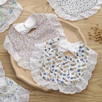 Çiçek baskı nakış bebek önlükler Headbands papyon Bandana dantel nakış yürüyor tükürük havlusu besleme Burp bez