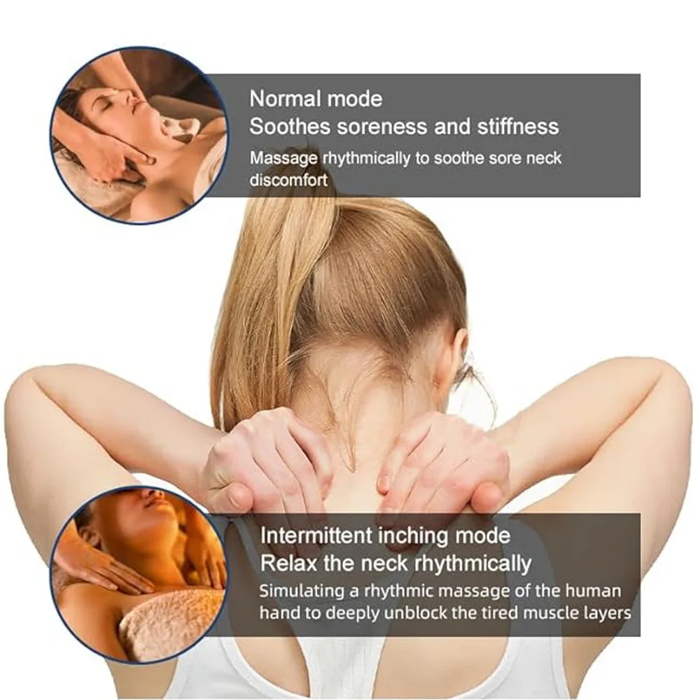 Rechargeable Neck Massager U shaped Pillow Electric Neck Massager Heat Vibrator Kneading shiatsu Massager Cervical ReliefFatigue