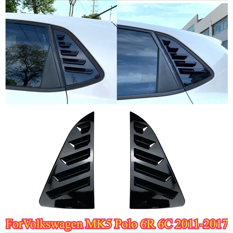 

NONGSHI 2PCS Car Rear Window Shutter Cover Trim for Volkswagen MK5 for Polo 6R 6C 2011-2017 Window Louver Side Vent Trim