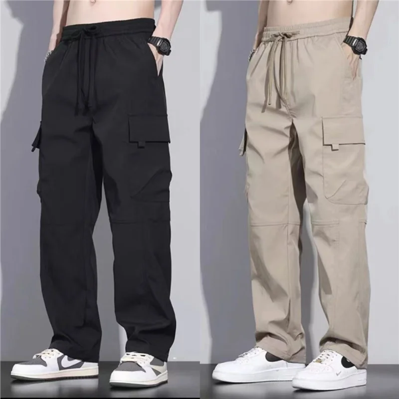 Men's Workwear Pants Straight Leg Outdoor Spring Autumn Dirt Resistant Multi Pocket Labor Protection Long Trousers for Heavy ...