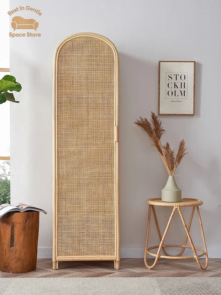 Rattan Wardrobe Small Homestay Bedroom Storage Cabinet Modern Simple Single Door Combination Wardrobe