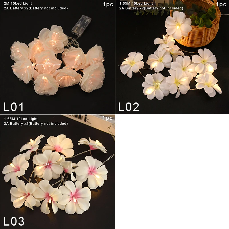 10LED Artificial Plumeria Flower Led String Lights Hawaiian Party Fairy Garland  Lights For Home Wedding Birthday DIY Ornaments