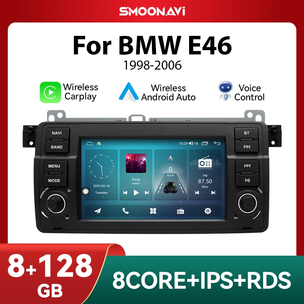 Android 12 Wireless Carplay 8GB 128GB Car Radio Player For BMW E46 M3 318/320/325/330/335 Rover 75 Coupe DSP Navigation 4G Wifi