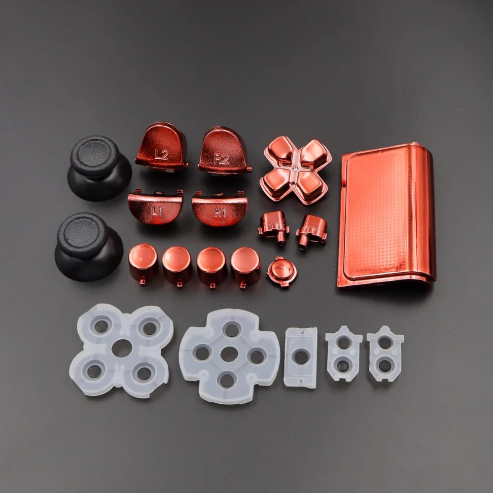 1Set PS4 Pro Slim JDS/JDM-040 Controller Repair Kit Joystick Caps D-Pad R1 L1 R2 L2 ABXY Keys and Rubber Conductive Replacement