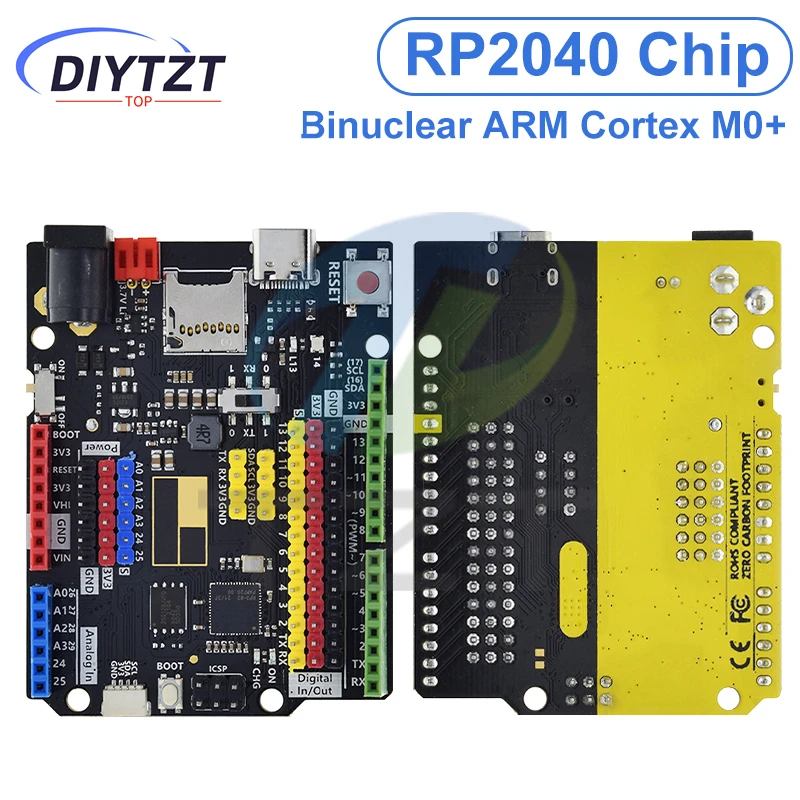 DIYTZT Raspberry PI UNO RP2040 Development Board Type-C USB 16MB Programming Learning Controller Core board For Arduino