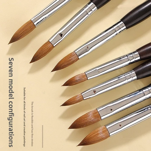 100% Kolinsky, cepillo acrílico para uñas, suministros para uñas, mango de sándalo, herramientas de manicura para dibujo de uñas DIY, suministros para uñas al por mayor