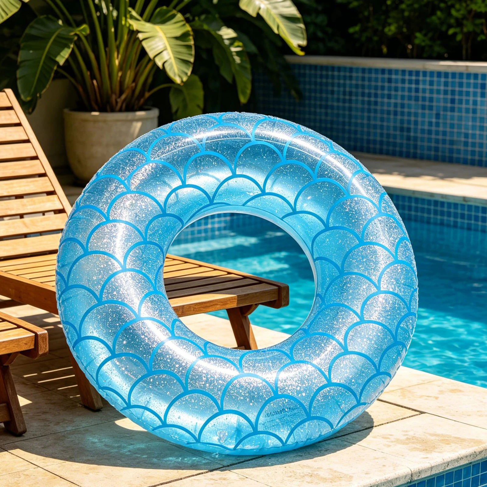 

PVC Sequined Mermaid Swimming Ring Thickened Cute Inflatable Pool Float Sequin Underarm Rings for Outdoor Pool and Beach
