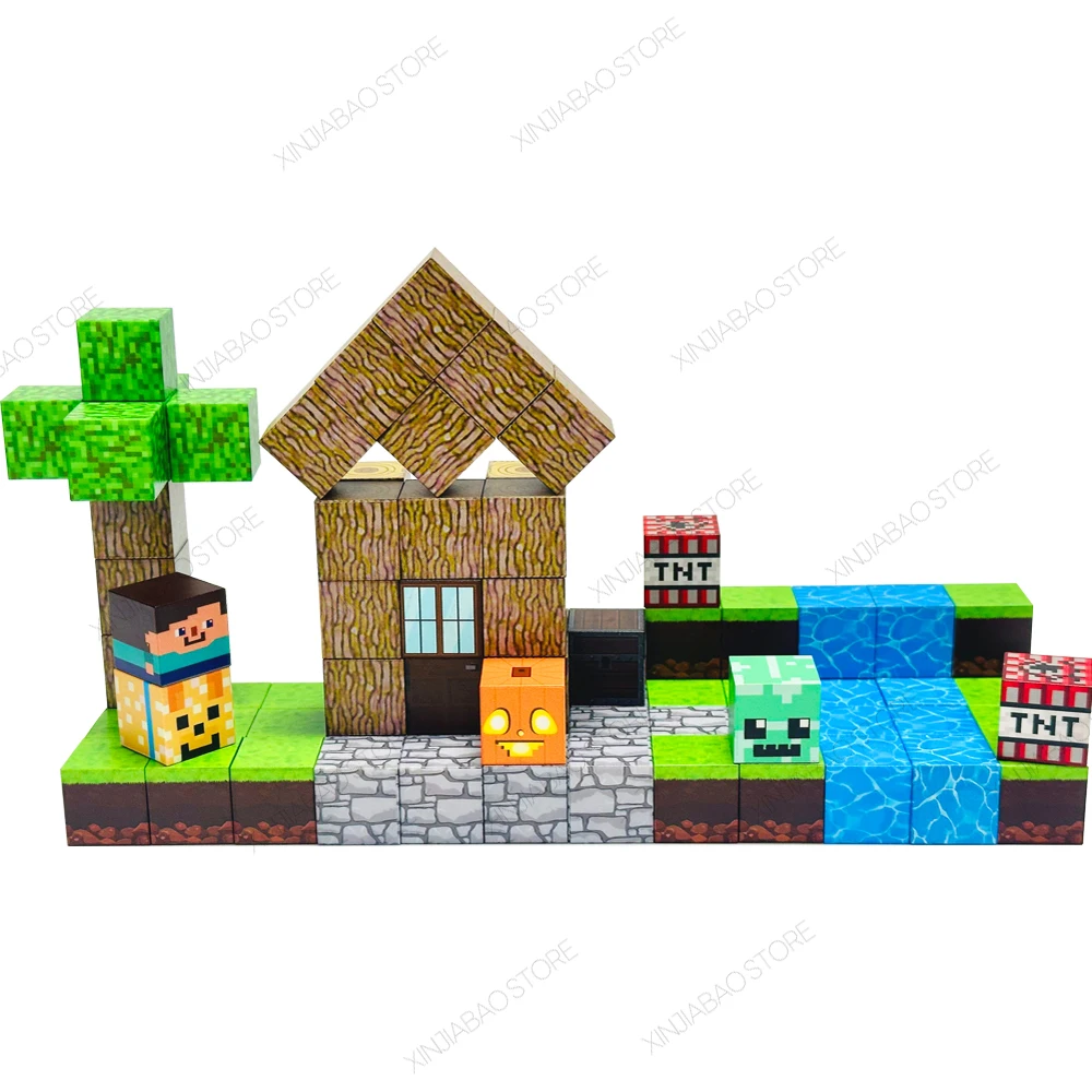 100pcs Magnetic Blocks Magnet Cubes Toys Stacking Forest World Set Stem Montessori Sensory Toys For Kids