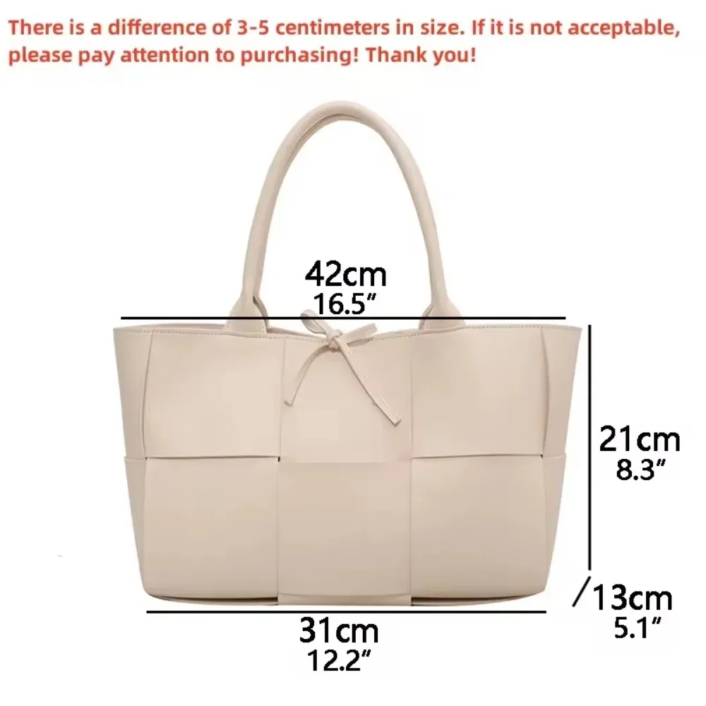 Large Capacity Handbags for Women 2022 Fashion Leather Woven Tote Bags Designer Solid Color Lacing Plaid PU Shoulder Bags