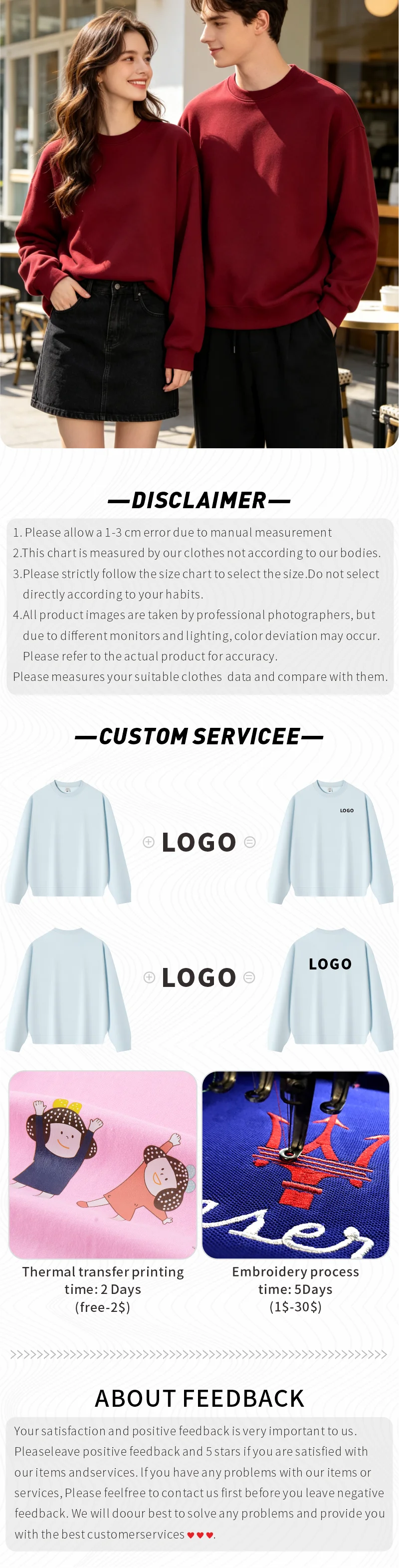Großhandel: Personalisierter Unisex-Sweatshirt mit langen Ärmeln und Textdruck, Pullover für Arbeit, mit individuellem Druck oder Stickerei, Team- und Mitarbeiteruniform für Männer und Frauen. – Detail 6