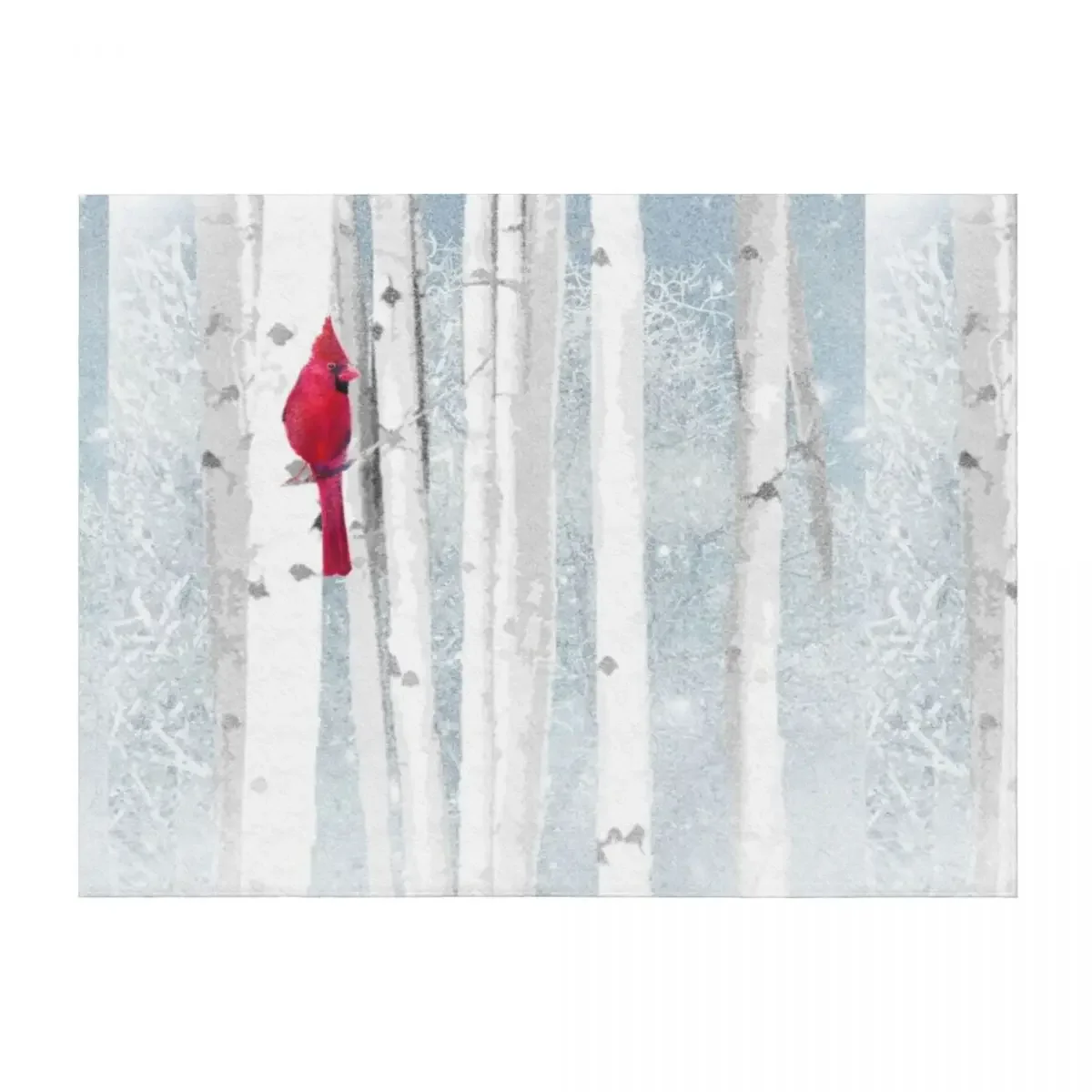 

Watercolor Red Cardinal Bird Winter Birch Forest Throw Blanket for babies Sofa Quilt Softest Blankets