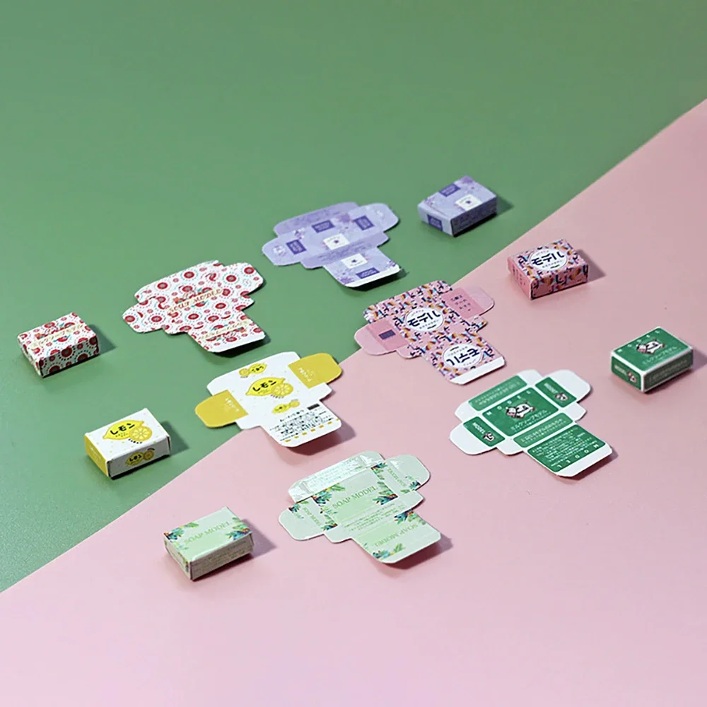 1/12 Puppenhaus Zubehör Miniatur DIY Seife mit Box Mini Handwaschseife Modell für Puppenhaus Dekoration OB11
