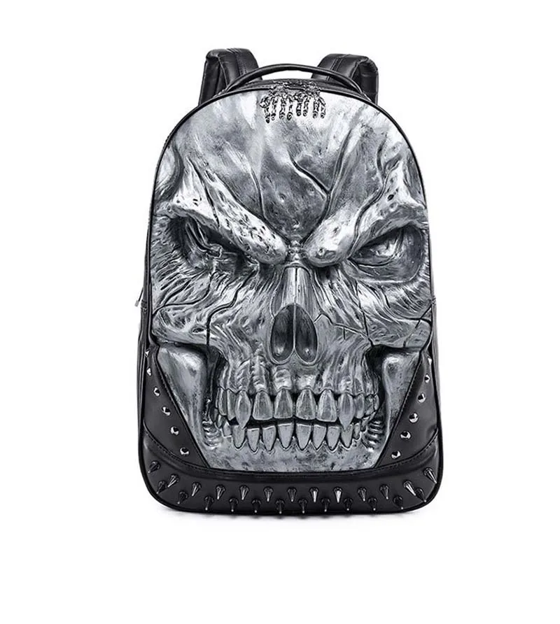 3D Embossed Skull Backpack Bags for Men Unique Originality Man Bag Rivet Personality Cool Rock Laptop Schoolbag For Teenagers