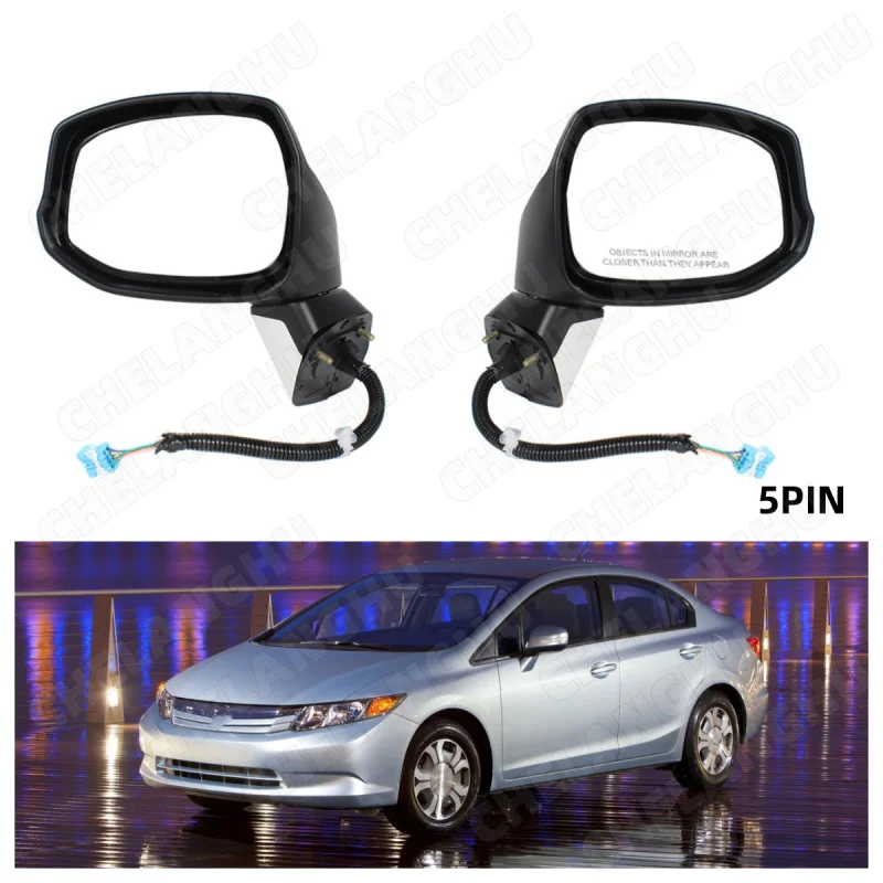 

1Pair For Honda Civic 2012 2013 US Version Car-styling Rear Mirror 5-Pin Power Adjust Paintable Turn lamp Mirror Assembly