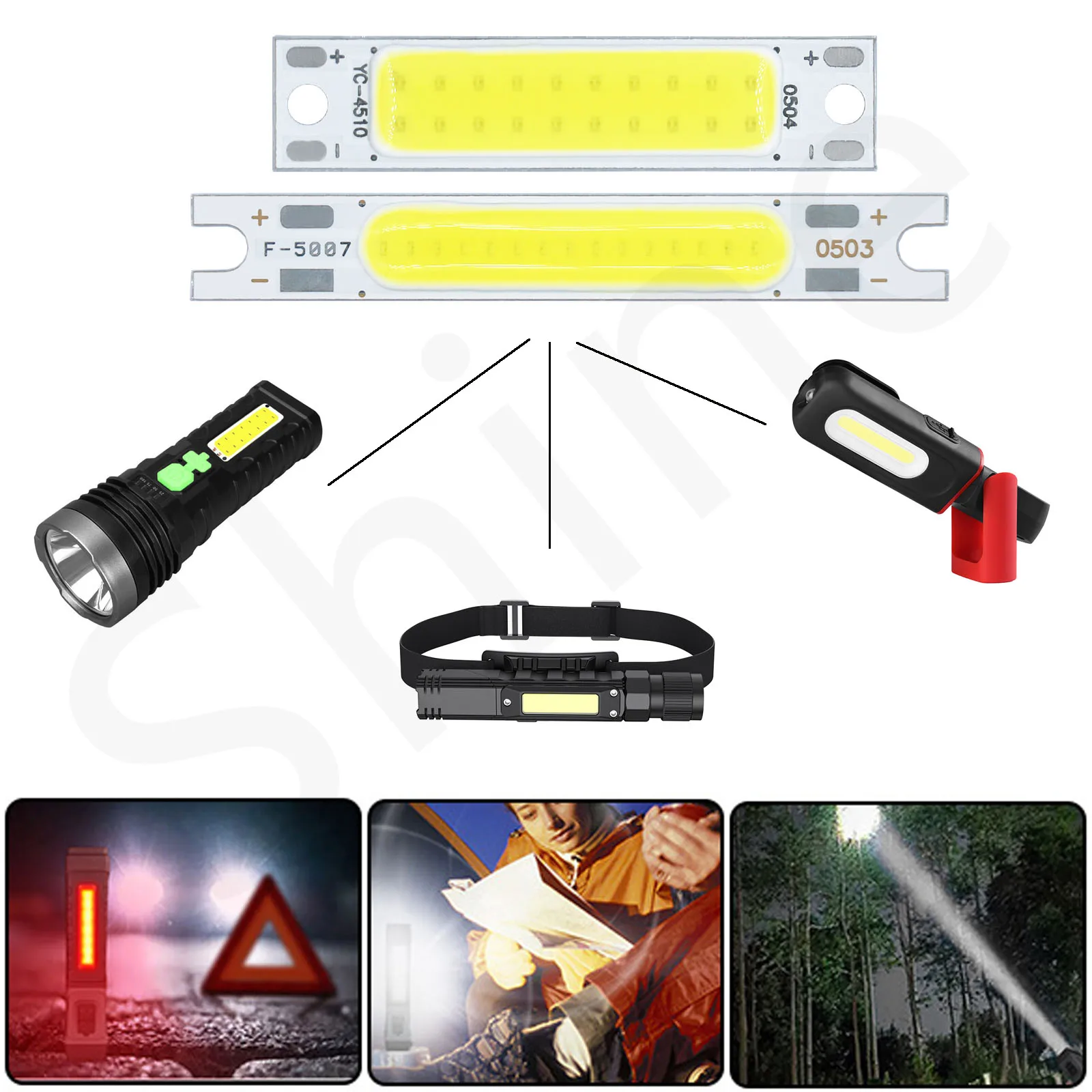 8 szt. 5W DC15V-17V świecący czip LED z kolbą 300mA 50*7mm 45*10mm do lamp ściennych z lampkami do latarki oświetlenie samochodu świetlówka LED