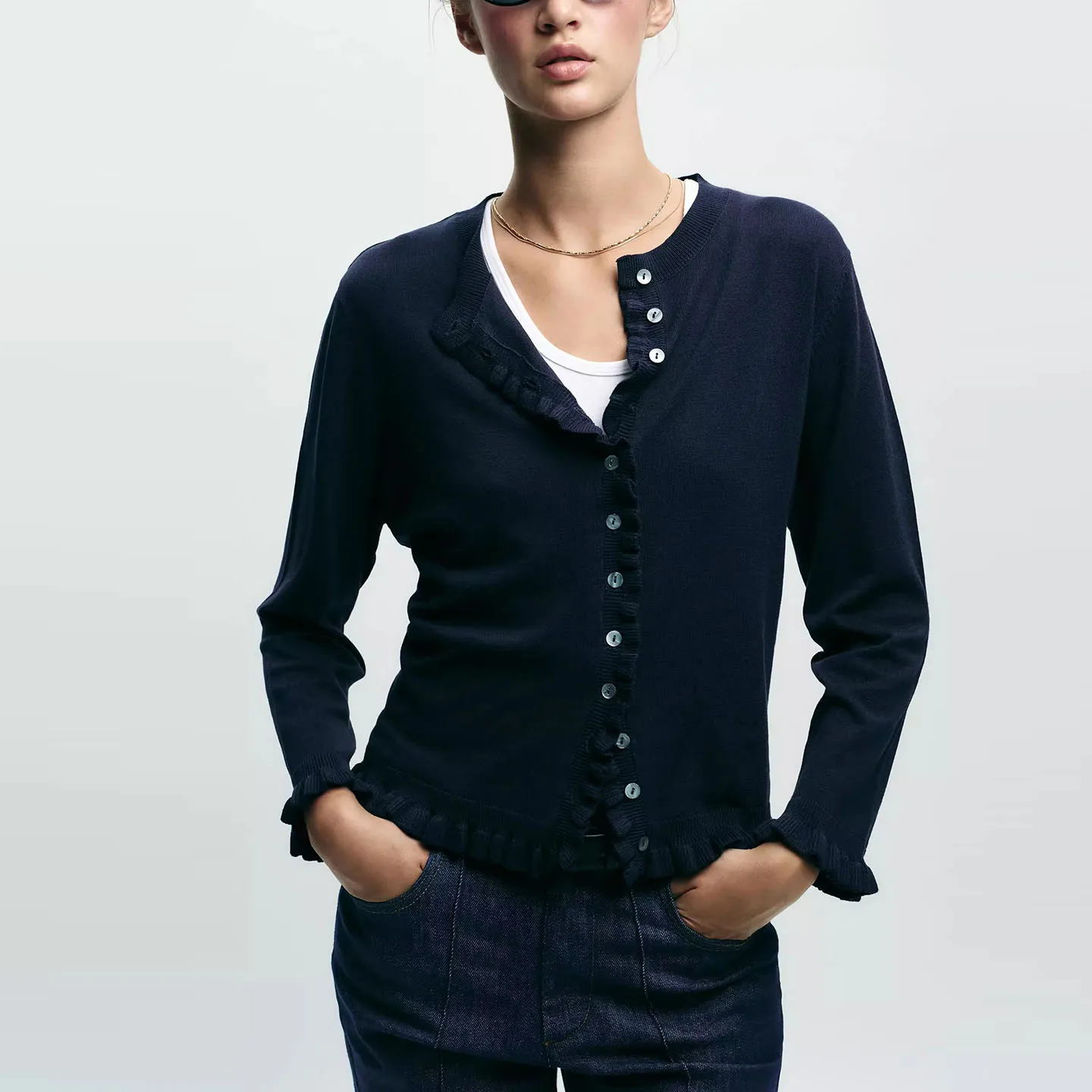 Z-suéter de punto personalizado en capas para mujer, novedad de otoño 2025, estilo europeo, informal, versátil, para ir al trabajo