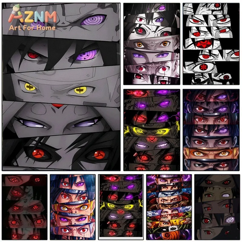 Anime Naruto Sharingan Rinnegan Eyes Canvas Wall Art Unframed Canvas Poster Print for Boys Room Bedroom Home Decor Gift