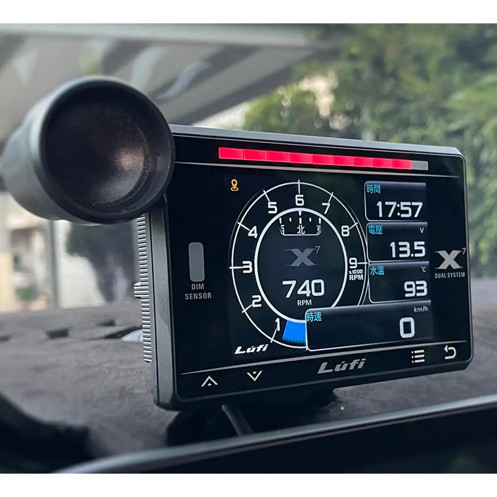 New Fourth Generation LUFI X7 HUD Car OBD Instrument Water Temp Exhaust Temp Turbine Speed LCD Meter Scrolling Light