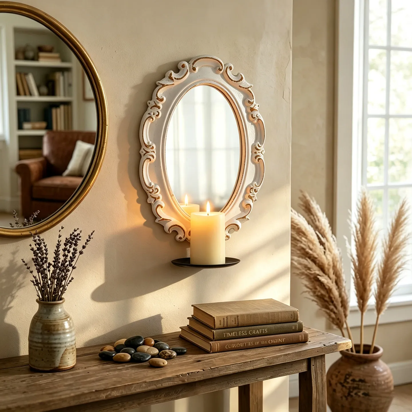 French retro carved wall mirror candle holder corridor wall decoration mirror candle holder B & B villa cafe wall decoration