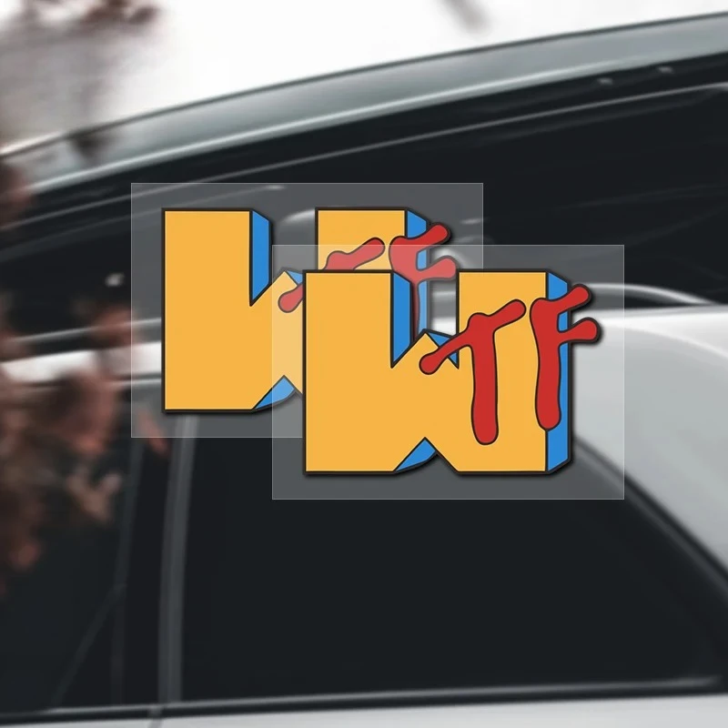 Reflective WTF English Text Sticker Waterproof Vinyl Decal Retro MTV Style Flat Art Decoration Sticker