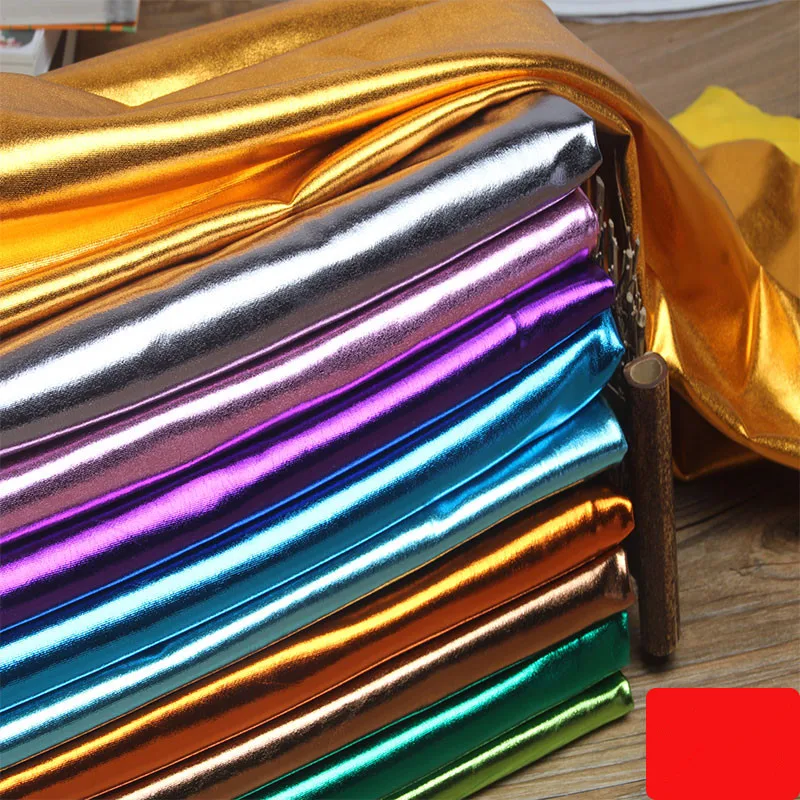 150cm * 50cm Rozciągliwa błyszcząca złota folia brązująca tkanina elastan Materiał PU błyszcząca skórzana tkanina na kostium cosplay na scenę DIY Sukienka