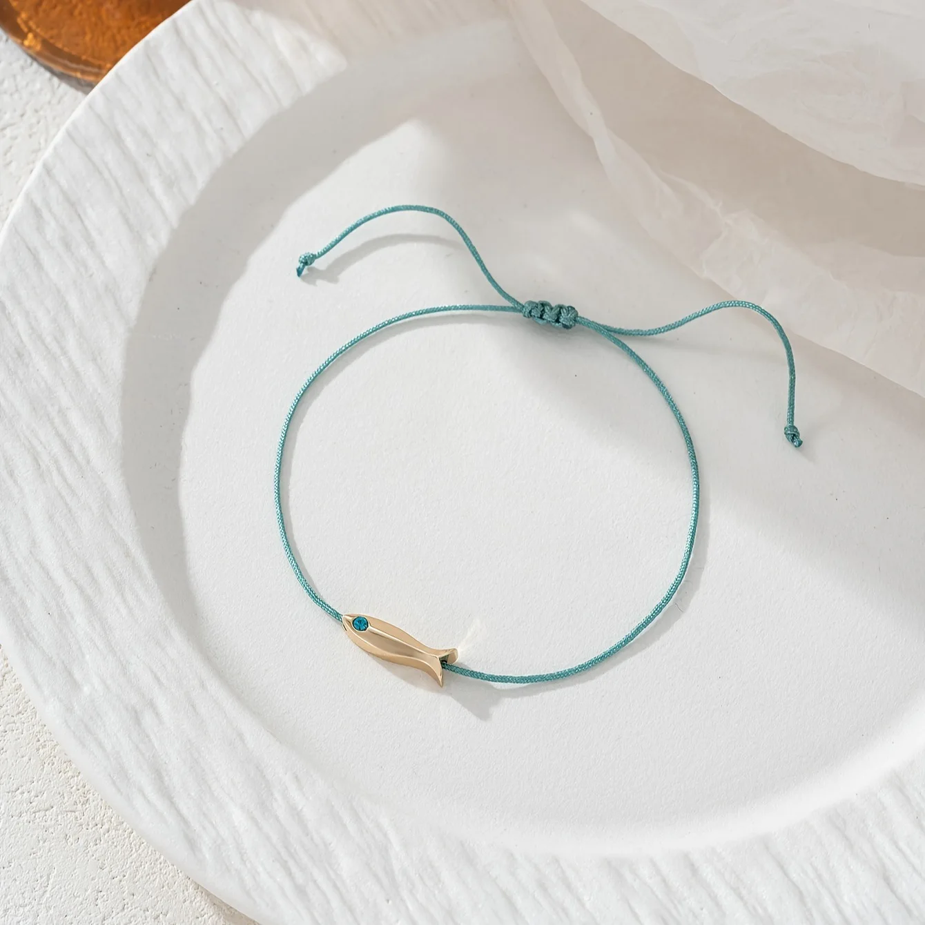 Cute Blue Fish Anklets Women Girls Bohemian Style Gold Color Animal Handmade Red Rope Adjustable Foot Chain Jewelry Accessories image 6